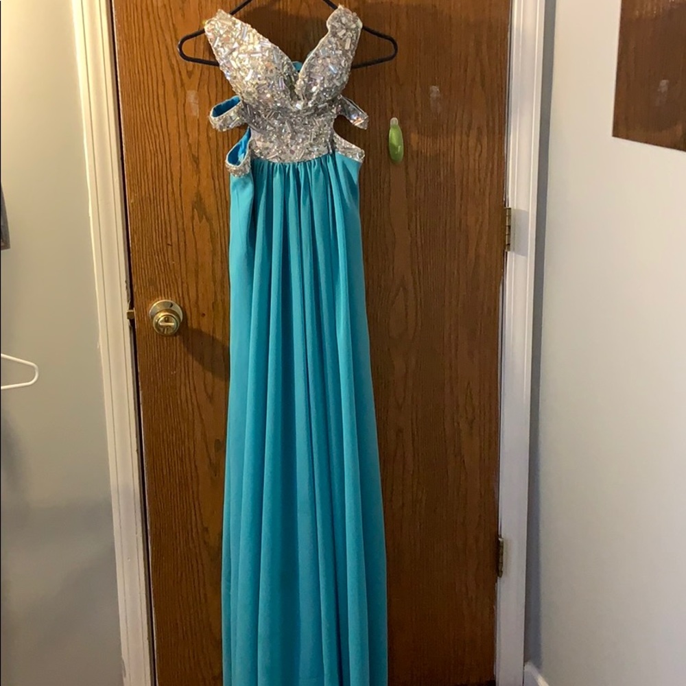 Strapless floor length prom dress